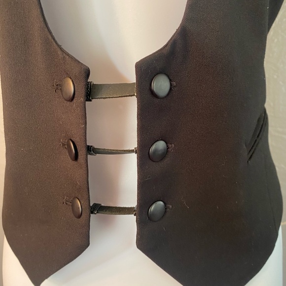 No Label-Vintage Black Front Button Fashion Vest - Picture 2 of 16
